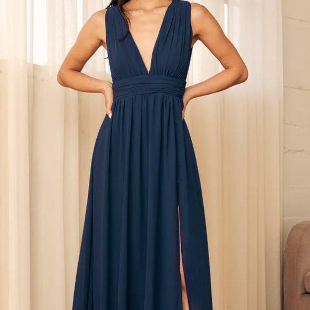 Lulu's Heavenly Hues Maxi, Floor-length dress, Navy Blue, Size S